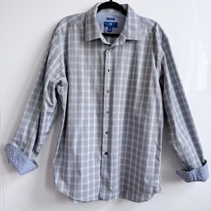 Egara Men's Non-Iron Plaid Button Down Shirt - Flip Cuff XL